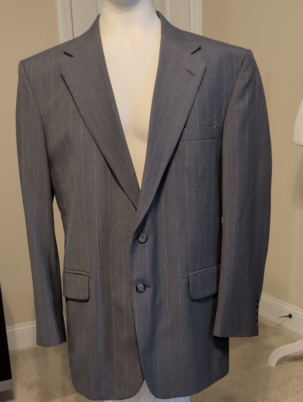 Towncraft Men's Gray Pinstripe Two-Button Suit Jacket